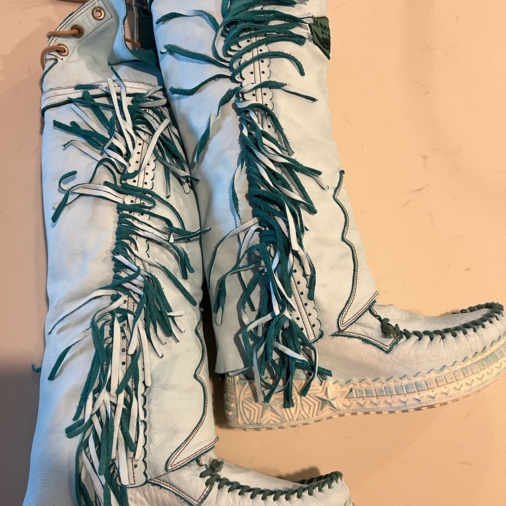 El Vaquero Drifter Tall Mocc Boots Size in blue sz 39 - Picture 3 of 7
